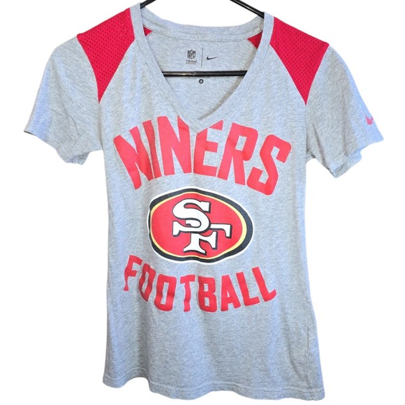 Nike Tops - Nike San Francisco 49ers NFL‎ Womens S T-Shirt Gray Niners Football V-Neck Logo